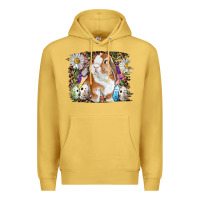 Antique Gold Easter Bunny With Quail Eggs And Daisy Premium Hoodie - RanaPortraitStore