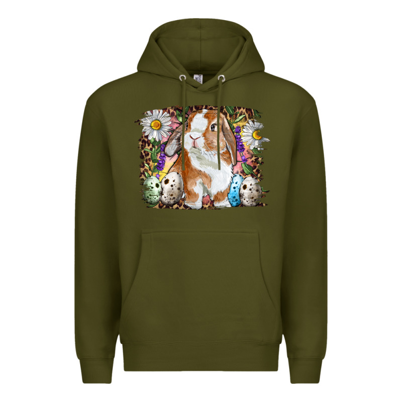 Easter Bunny With Quail Eggs And Daisy Premium Hoodie by RanaPortraitStore | Teevron