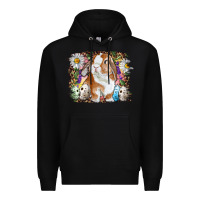Black Easter Bunny With Quail Eggs And Daisy Premium Hoodie - RanaPortraitStore