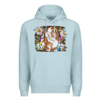 Blue Mist Easter Bunny With Quail Eggs And Daisy Premium Hoodie - RanaPortraitStore