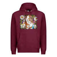 Burgundy Easter Bunny With Quail Eggs And Daisy Premium Hoodie - RanaPortraitStore