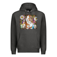 Charcoal Heather Easter Bunny With Quail Eggs And Daisy Premium Hoodie - RanaPortraitStore