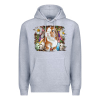 Heather Grey Easter Bunny With Quail Eggs And Daisy Premium Hoodie - RanaPortraitStore