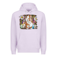 Lilac Easter Bunny With Quail Eggs And Daisy Premium Hoodie - RanaPortraitStore