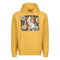 Mustard Easter Bunny With Quail Eggs And Daisy Premium Hoodie - RanaPortraitStore