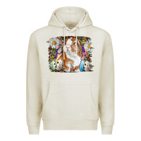 Oatmeal Heather Easter Bunny With Quail Eggs And Daisy Premium Hoodie - RanaPortraitStore