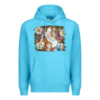 Ocean Blue Easter Bunny With Quail Eggs And Daisy Premium Hoodie - RanaPortraitStore