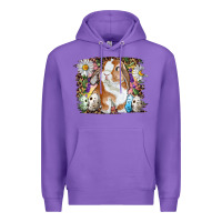 Purple Easter Bunny With Quail Eggs And Daisy Premium Hoodie - RanaPortraitStore