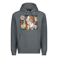 Rock Easter Bunny With Quail Eggs And Daisy Premium Hoodie - RanaPortraitStore