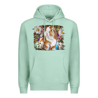 Seafoam Easter Bunny With Quail Eggs And Daisy Premium Hoodie - RanaPortraitStore
