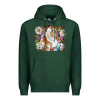 Sports Green Easter Bunny With Quail Eggs And Daisy Premium Hoodie - RanaPortraitStore