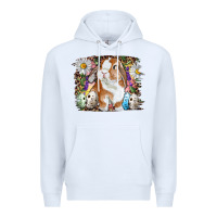 White Easter Bunny With Quail Eggs And Daisy Premium Hoodie - RanaPortraitStore