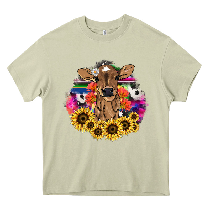 Baby Cow Flower Heavy Core Tee by HowdyJamesFarm | Teevron