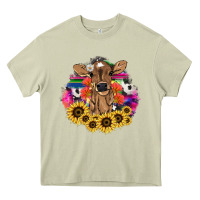 Mossy Baby Cow flower Heavy Core Tee - HowdyJamesFarm
