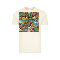 Vintage Arctic chicken with eggs and sunflowers seamles pattern Vintage Tee - FaDigitalArtStudio