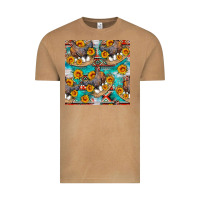 Vintage Camel chicken with eggs and sunflowers seamles pattern Vintage Tee - FaDigitalArtStudio