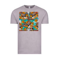Vintage Zinc chicken with eggs and sunflowers seamles pattern Vintage Tee - FaDigitalArtStudio