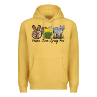 Antique Gold Peace Love Gray Fox Premium Hoodie - LillyAllenDesigns