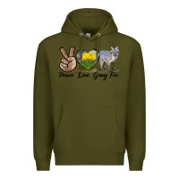 Army Green Peace Love Gray Fox Premium Hoodie - LillyAllenDesigns