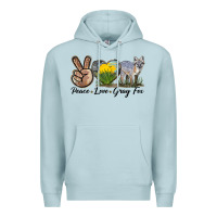 Blue Mist Peace Love Gray Fox Premium Hoodie - LillyAllenDesigns