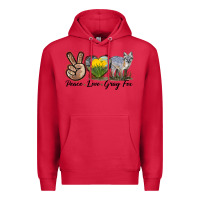 Cardinal Peace Love Gray Fox Premium Hoodie - LillyAllenDesigns