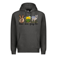 Charcoal Heather Peace Love Gray Fox Premium Hoodie - LillyAllenDesigns