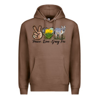 Chestnut Peace Love Gray Fox Premium Hoodie - LillyAllenDesigns
