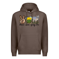 Coffee Peace Love Gray Fox Premium Hoodie - LillyAllenDesigns