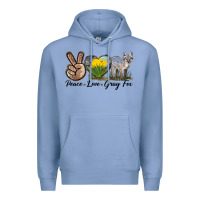 Colony Blue Peace Love Gray Fox Premium Hoodie - LillyAllenDesigns