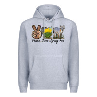 Heather Grey Peace Love Gray Fox Premium Hoodie - LillyAllenDesigns