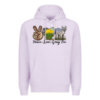 Lilac Peace Love Gray Fox Premium Hoodie - LillyAllenDesigns