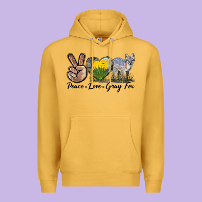 Peace Love Gray Fox Premium Hoodie Designed By Lillyallendesigns