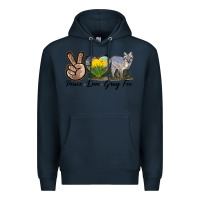 Navy Peace Love Gray Fox Premium Hoodie - LillyAllenDesigns