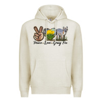 Oatmeal Heather Peace Love Gray Fox Premium Hoodie - LillyAllenDesigns