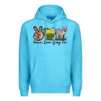 Ocean Blue Peace Love Gray Fox Premium Hoodie - LillyAllenDesigns