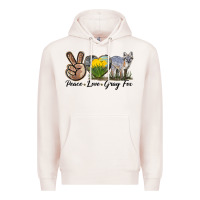 Pale Pink Peace Love Gray Fox Premium Hoodie - LillyAllenDesigns
