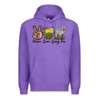 Purple Peace Love Gray Fox Premium Hoodie - LillyAllenDesigns