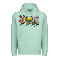 Seafoam Peace Love Gray Fox Premium Hoodie - LillyAllenDesigns