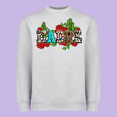 Madre With Roses And Cactus Heavyweight Sweatshirt Designed By Adodesignshop