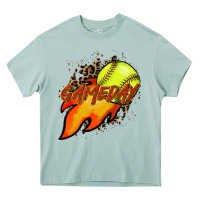 Arona Softball game day leopard fire and ball Heavy Core Tee - HowdyJamesFarm