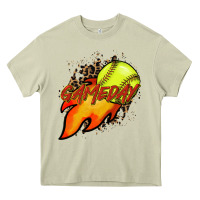Mossy Softball game day leopard fire and ball Heavy Core Tee - HowdyJamesFarm