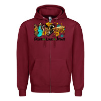 Burgundy peace love jesus Zipper Hoodie - AdoDesignShop