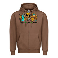 Chestnut peace love jesus Zipper Hoodie - AdoDesignShop