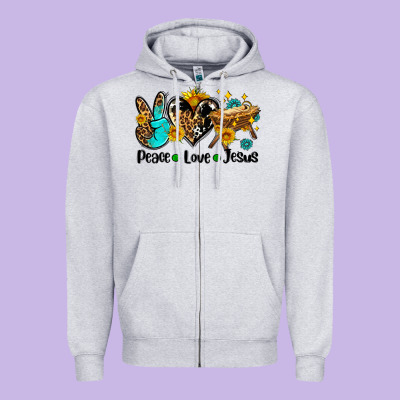 Peace Love Jesus Zipper Hoodie Designed By Adodesignshop