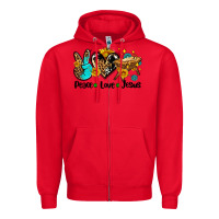Red peace love jesus Zipper Hoodie - AdoDesignShop