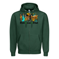 Sports Green peace love jesus Zipper Hoodie - AdoDesignShop