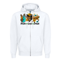 White peace love jesus Zipper Hoodie - AdoDesignShop