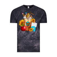 Cloud Black teacher cold drink frappe with sunflowers Vintage Tee - FaDigitalArtStudio