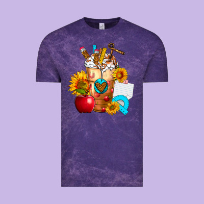 Teacher Cold Drink Frappe With Sunflowers Vintage Tee Designed By Fadigitalartstudio