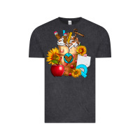 Vintage Black teacher cold drink frappe with sunflowers Vintage Tee - FaDigitalArtStudio